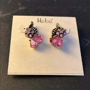 Hobe Pink Crystal Floral Earrings
